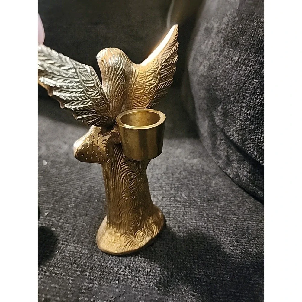 Vintage Brass/Copper Angel‎ Candleholder. Heavy. Detailed.